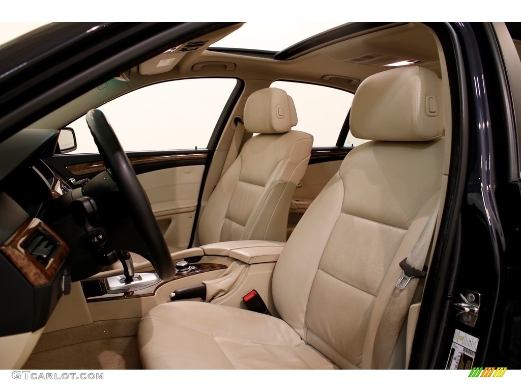 2009 5 Series 535xi Sedan - Monaco Blue Metallic / Cream Beige Dakota Leather photo #5