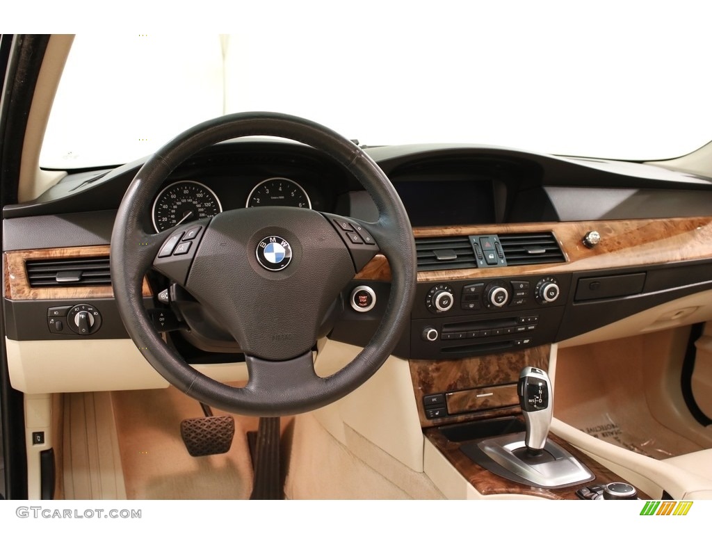 2009 5 Series 535xi Sedan - Monaco Blue Metallic / Cream Beige Dakota Leather photo #6