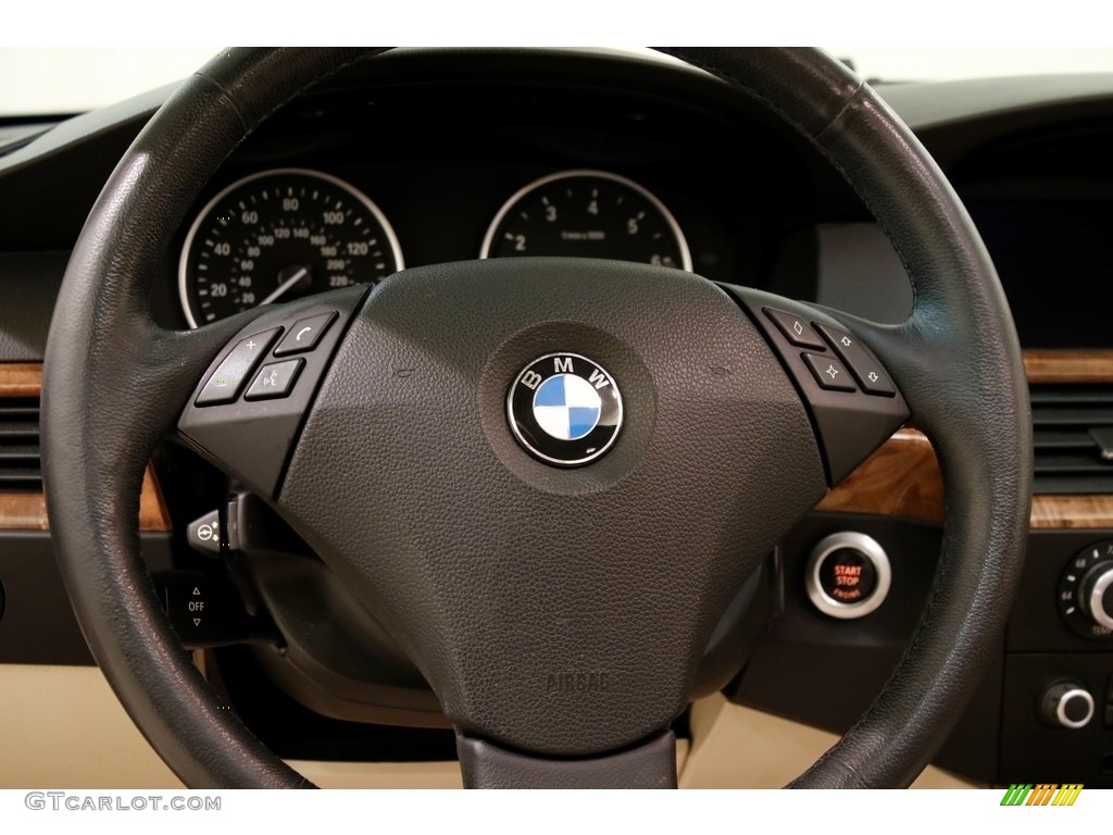 2009 5 Series 535xi Sedan - Monaco Blue Metallic / Cream Beige Dakota Leather photo #7