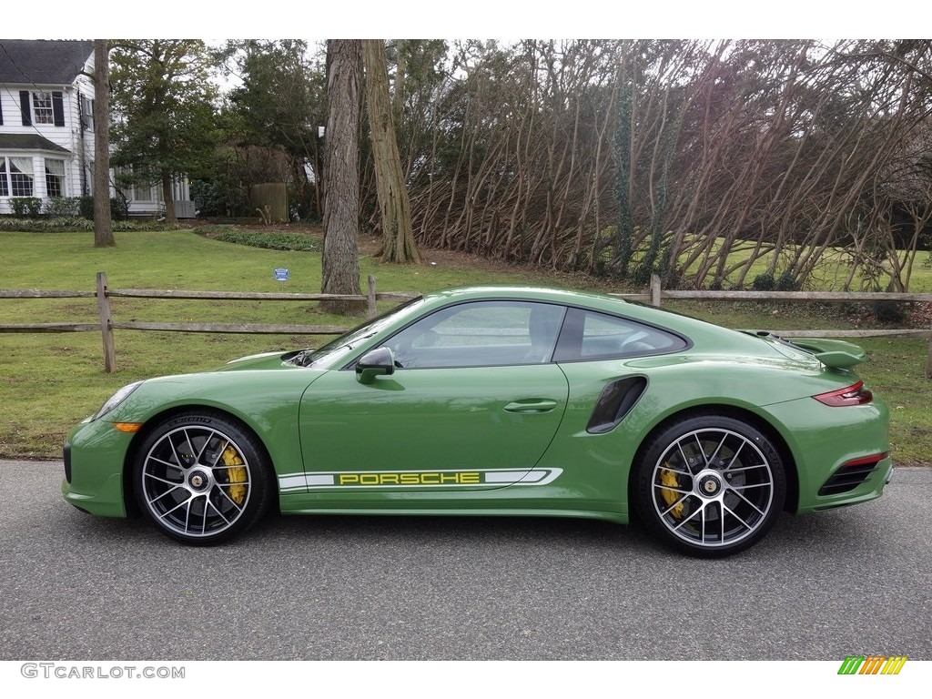 Custom Color (Green) 2019 Porsche 911 Turbo S Coupe Exterior Photo #130808238