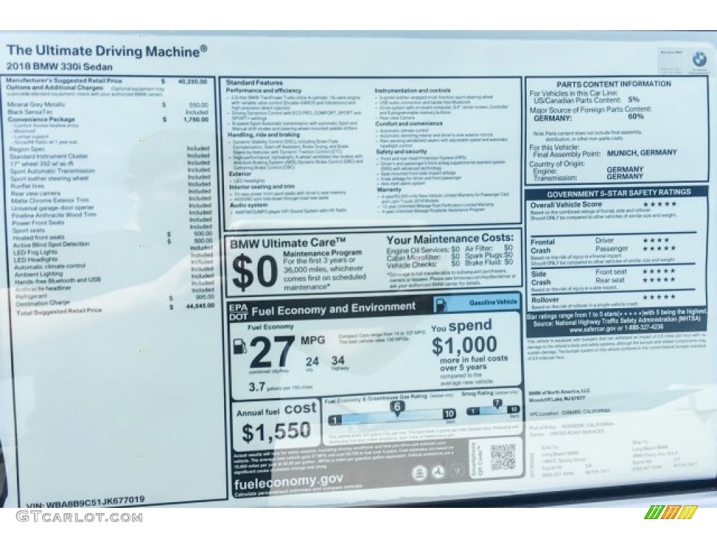2018 3 Series 330i Sedan - Mineral Grey Metallic / Black photo #10
