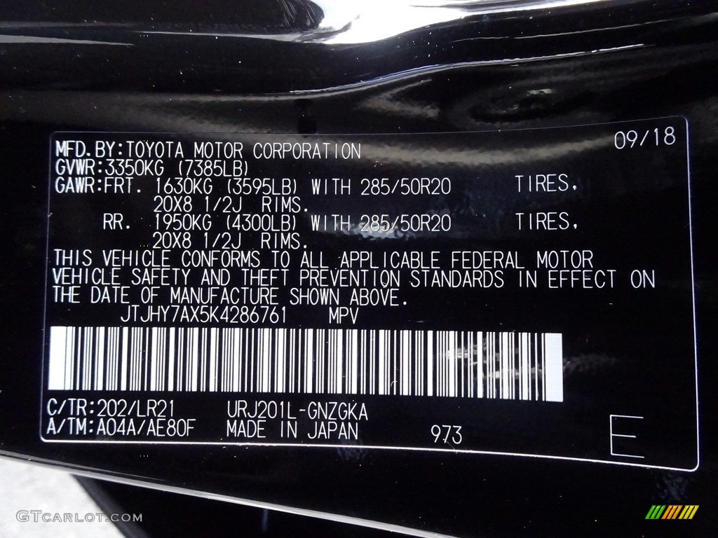 2019 LX Color Code 202 for Black Onyx Photo #130826078