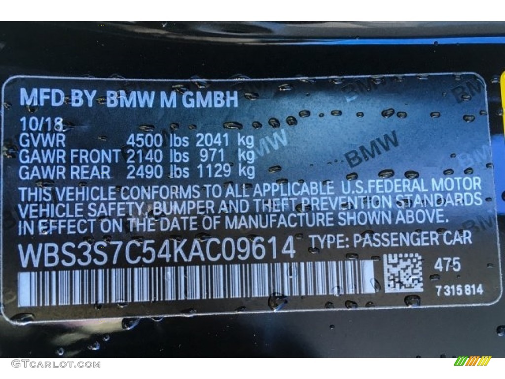 2019 M4 Color Code 475 for Black Sapphire Metallic Photo #130831236