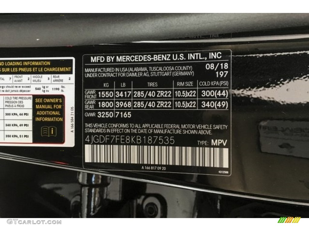 2019 GLS Color Code 197 for Obsidian Black Metallic Photo #130831974