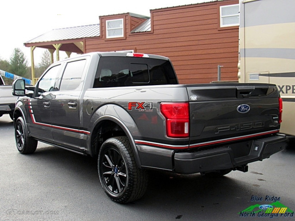 2019 F150 Lariat Sport SuperCrew 4x4 - Magnetic / Sport Black/Red photo #3