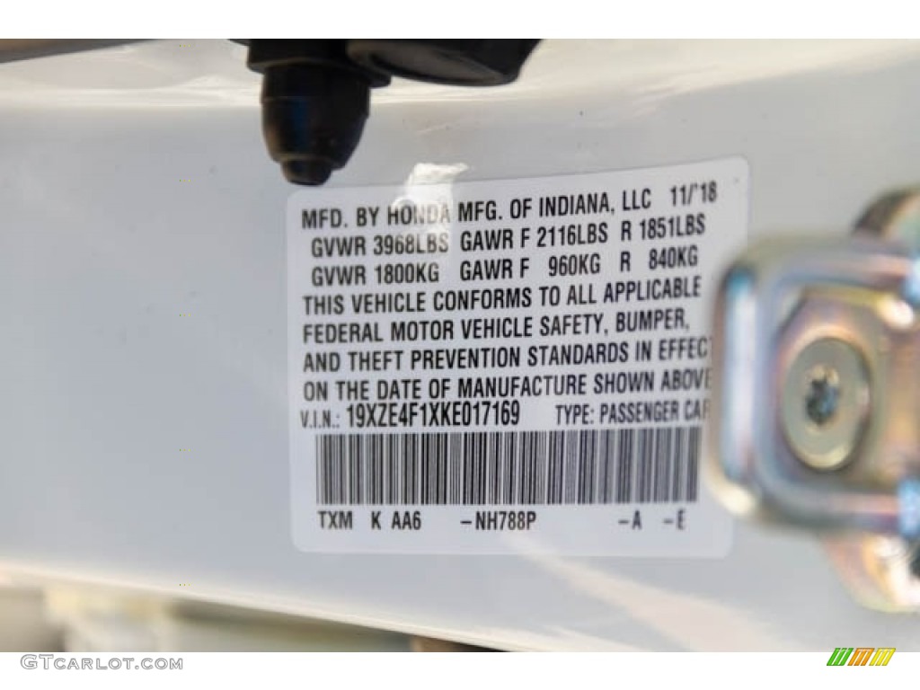 2019 Insight Color Code NH788P for White Orchid Pearl Photo #130838307