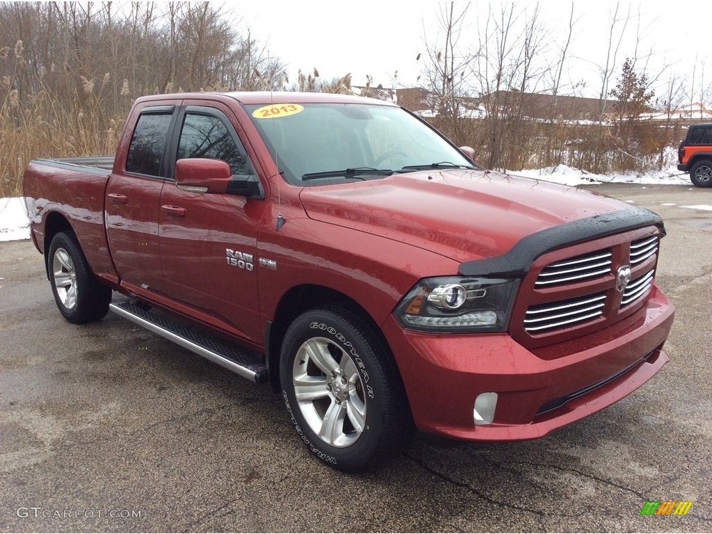 2013 1500 Sport Quad Cab 4x4 - Deep Cherry Red Pearl / Black photo #9