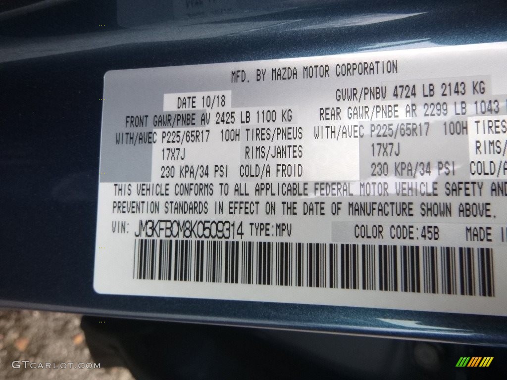 2019 CX-5 Color Code 45B for Eternal Blue Mica Photo #130850460