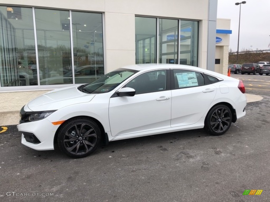 Platinum White Pearl 2019 Honda Civic Sport Sedan Exterior Photo #130854438