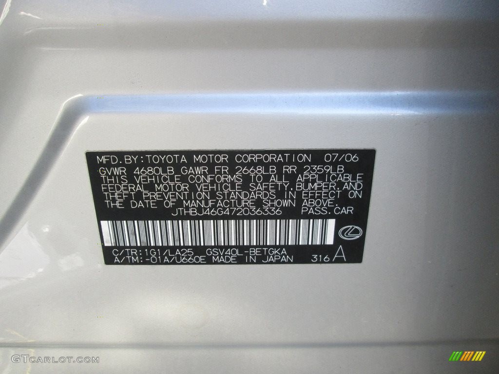 2007 ES 350 - Tungsten Silver Metallic / Black photo #29