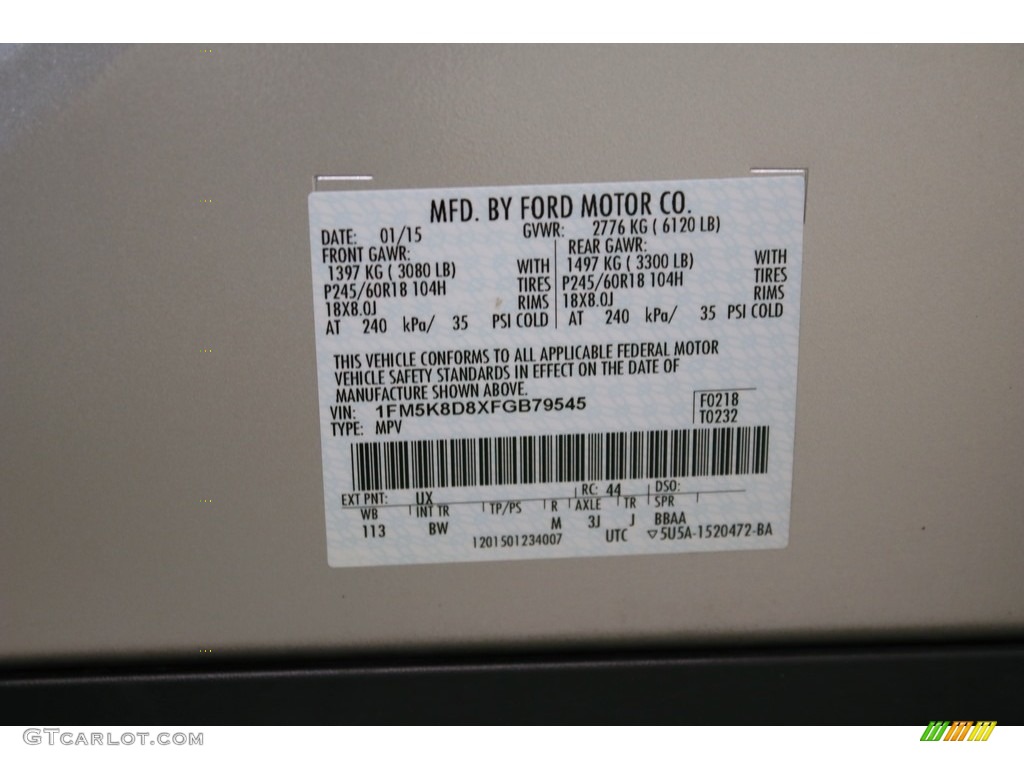 2015 Explorer XLT 4WD - Ingot Silver / Charcoal Black photo #23
