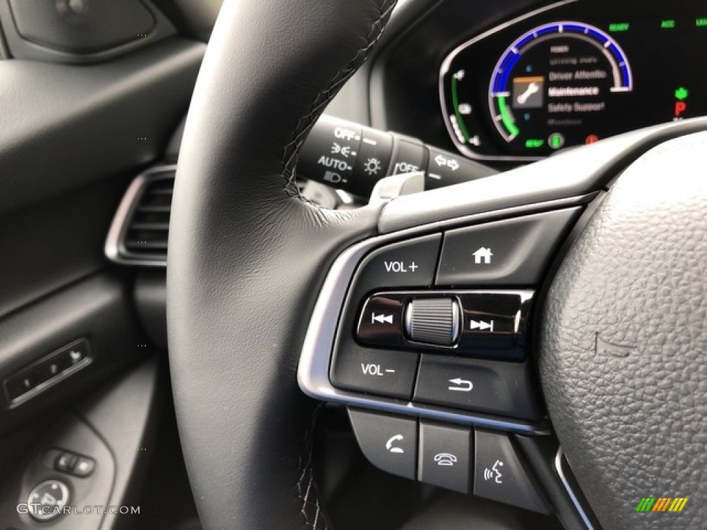 2019 Honda Accord EX-L Hybrid Sedan Black Steering Wheel Photo #130877637