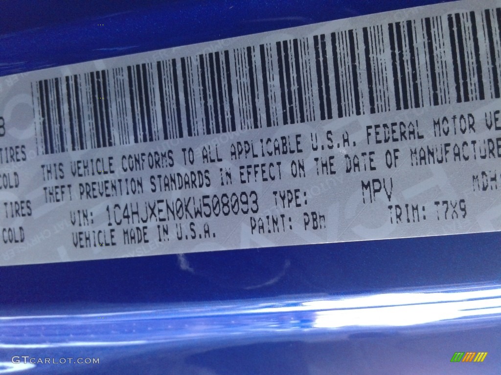 2019 Wrangler Unlimited Color Code PBM for Ocean Blue Metallic Photo #130878285