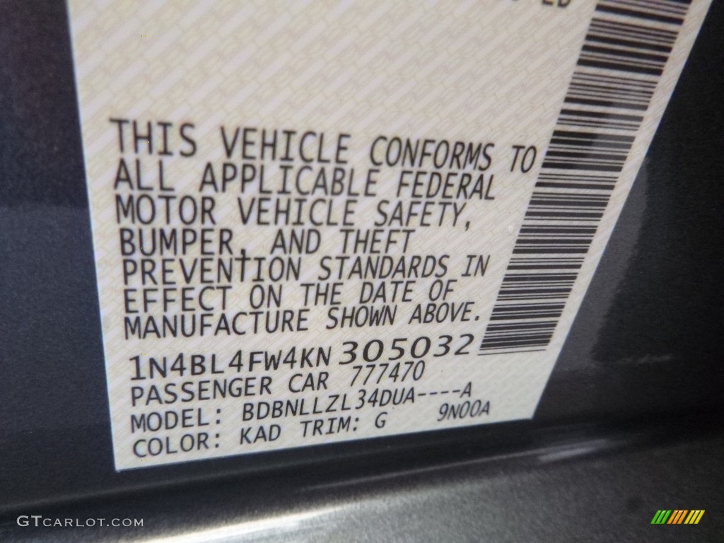2019 Altima Color Code KAD for Gun Metallic Photo #130878927