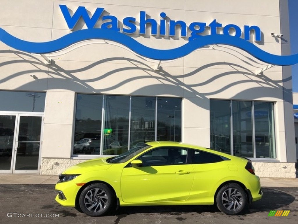 2019 Civic LX Coupe - Tonic Yellow Pearl / Black photo #1