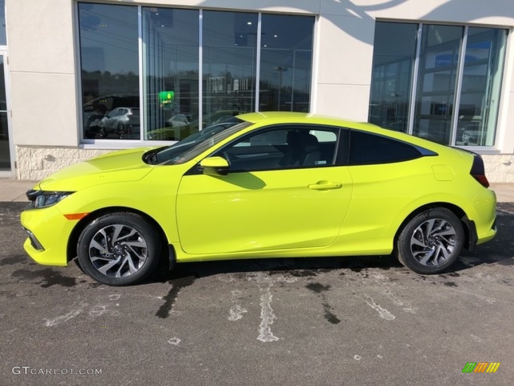 Tonic Yellow Pearl 2019 Honda Civic LX Coupe Exterior Photo #130880003