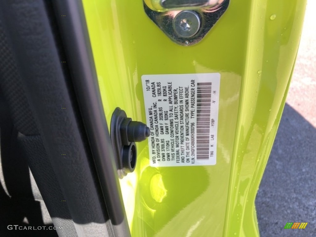 2019 Honda Civic LX Coupe Color Code Photos