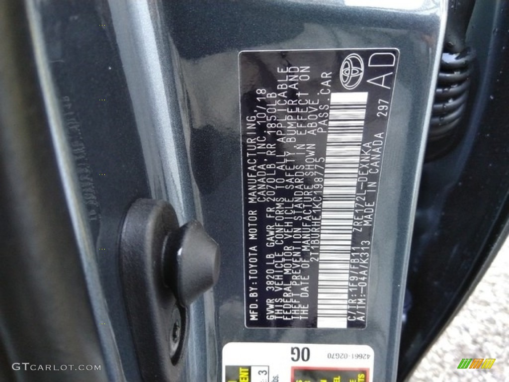 2019 Corolla Color Code 1F9 for Slate Metallic Photo #130882227