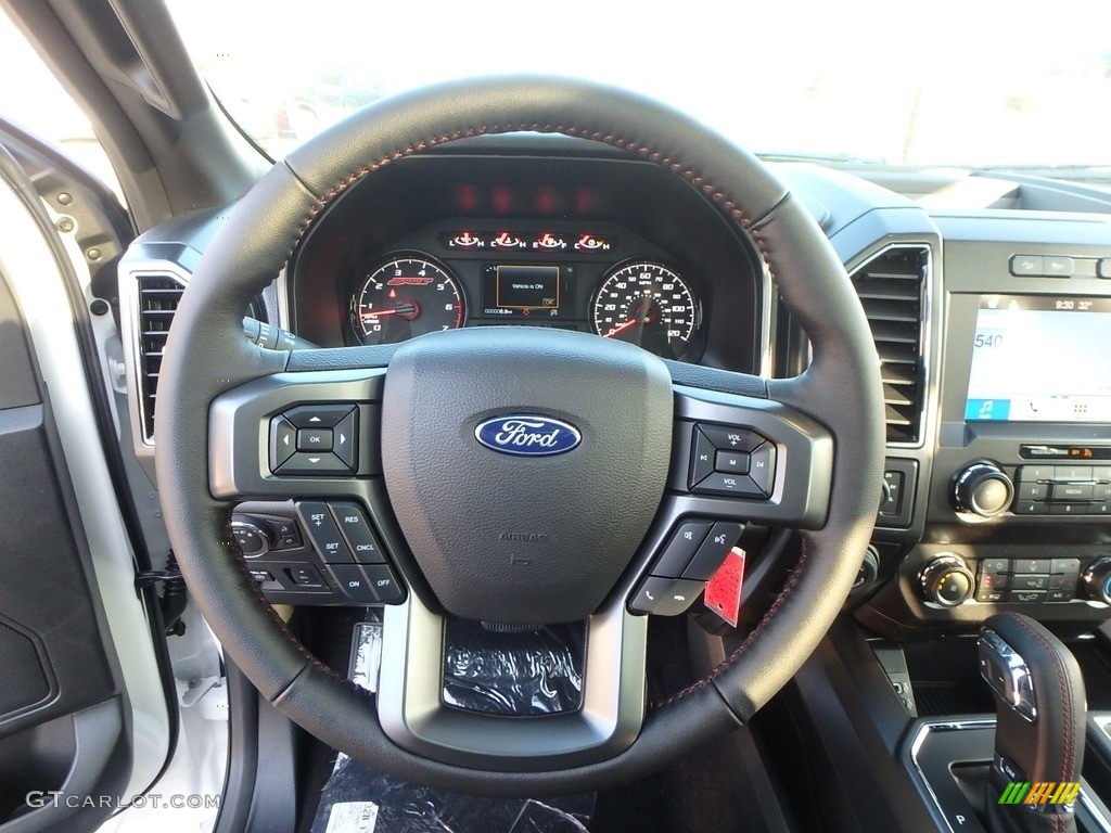 2019 Ford F150 XLT Sport SuperCrew 4x4 Sport Black/Red Steering Wheel Photo #130884477