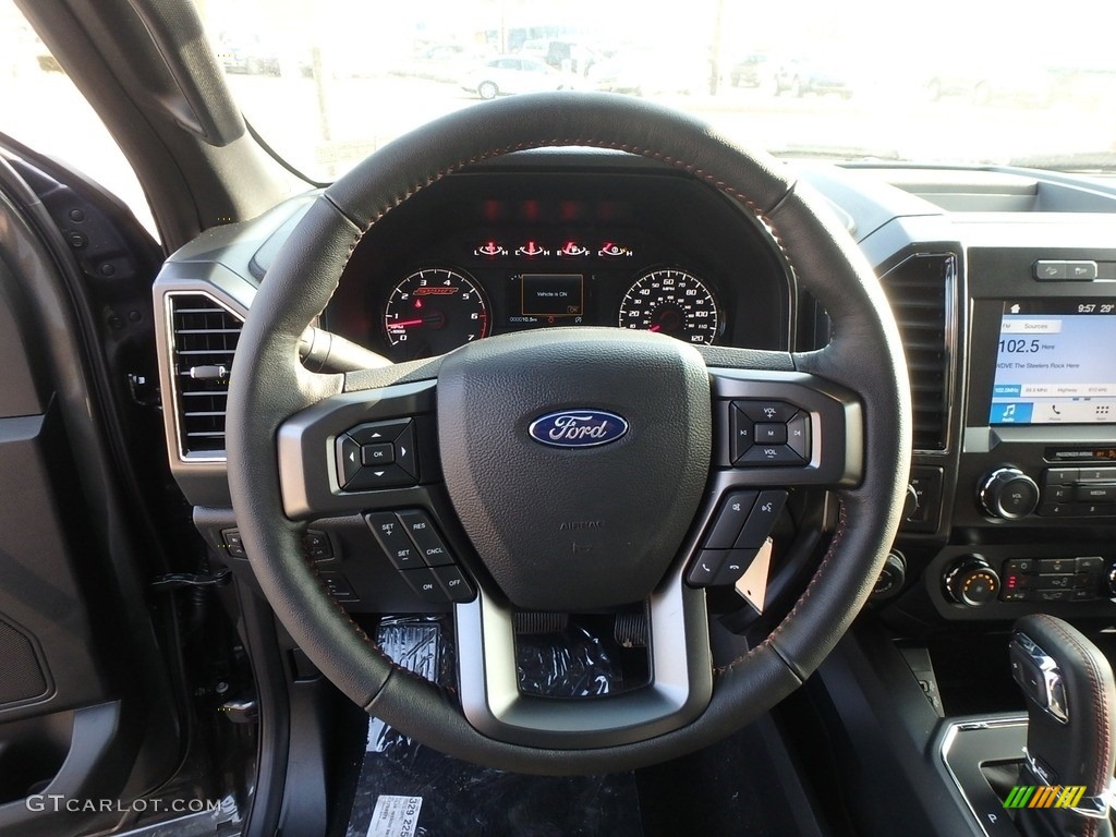 2019 Ford F150 XLT Sport SuperCrew 4x4 Sport Black/Red Steering Wheel Photo #130884835