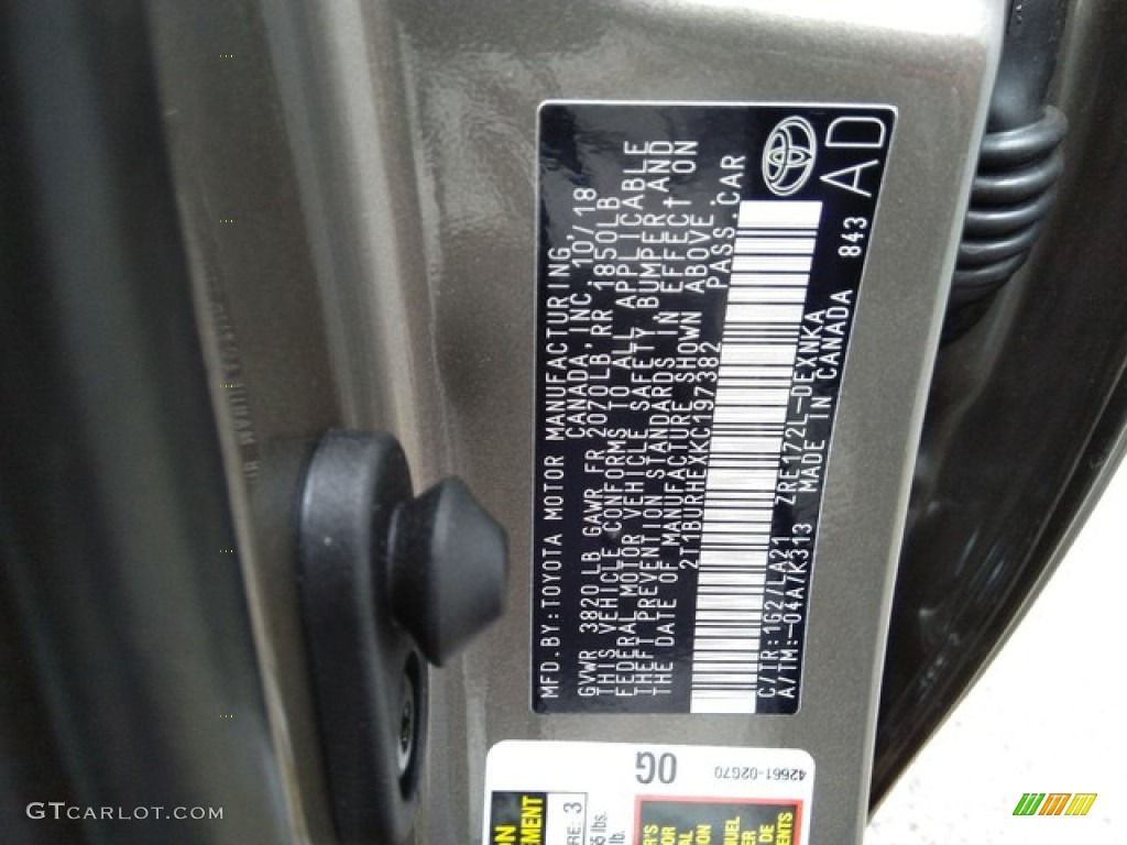 2019 Toyota Corolla XLE Color Code Photos
