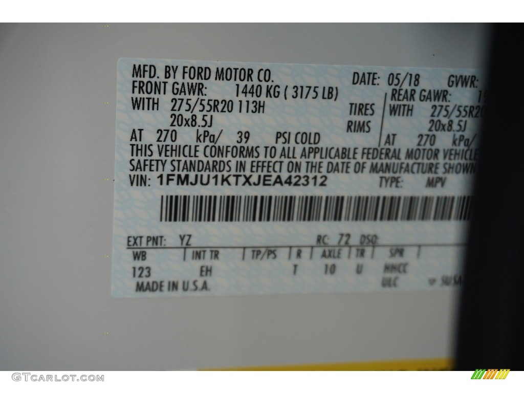 2018 Ford Expedition Limited Color Code Photos