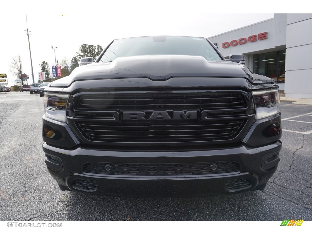 2019 1500 Laramie Quad Cab - Diamond Black Crystal Pearl / Black photo #2