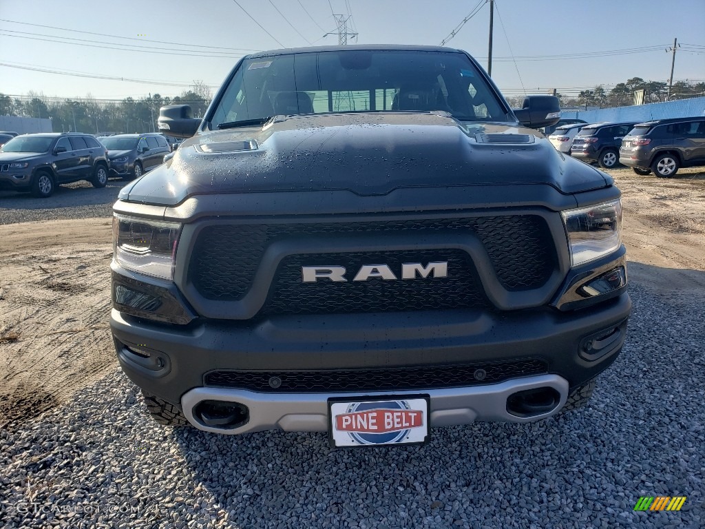 2019 1500 Rebel Crew Cab 4x4 - Diamond Black Crystal Pearl / Black/Red photo #2