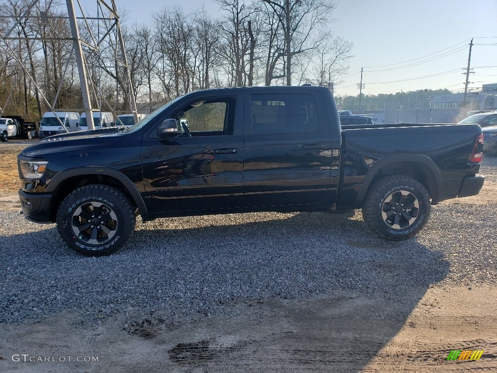 2019 1500 Rebel Crew Cab 4x4 - Diamond Black Crystal Pearl / Black/Red photo #3