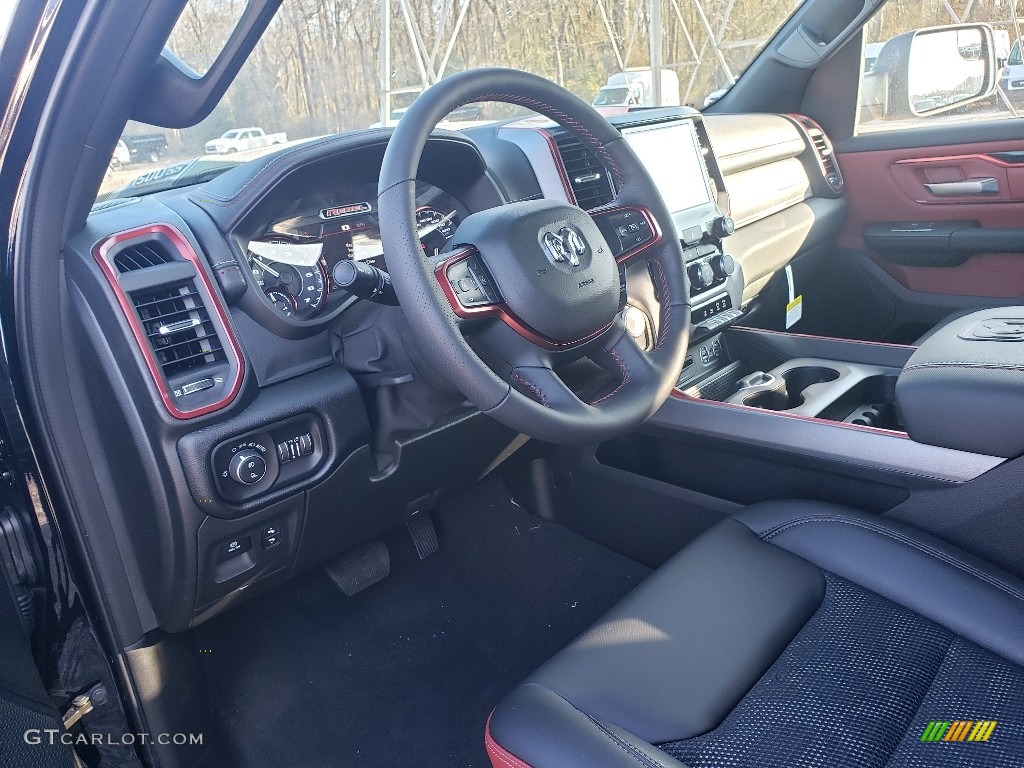 2019 1500 Rebel Crew Cab 4x4 - Diamond Black Crystal Pearl / Black/Red photo #6