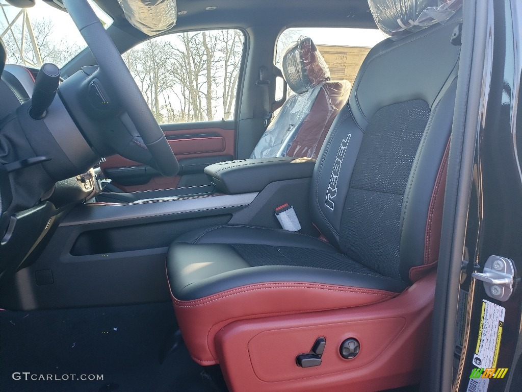 2019 1500 Rebel Crew Cab 4x4 - Diamond Black Crystal Pearl / Black/Red photo #9