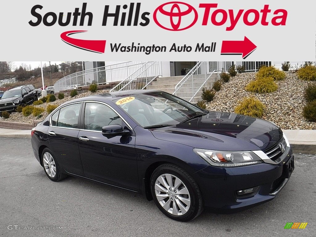 2014 Accord EX Sedan - Obsidian Blue Pearl / Gray photo #1