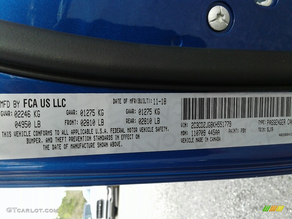 2019 Challenger Color Code PBM for Indigo Blue Photo #130914154