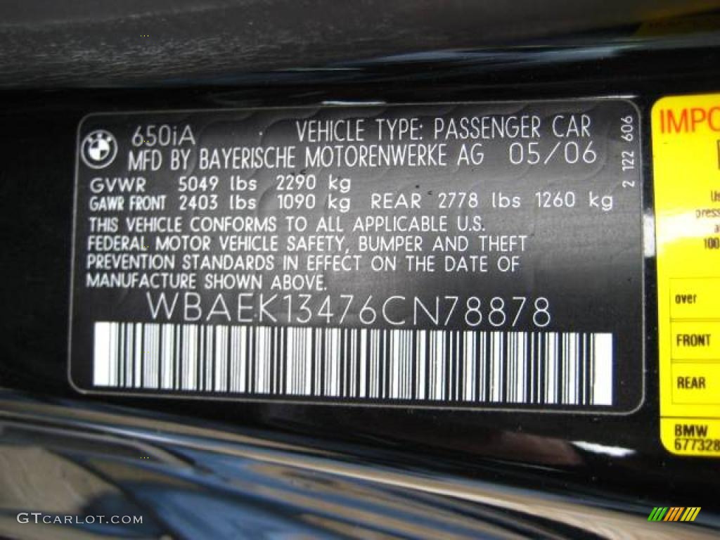 2006 6 Series 650i Convertible - Black Sapphire Metallic / Black photo #24