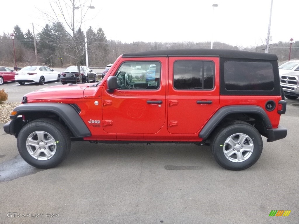 Firecracker Red 2019 Jeep Wrangler Unlimited Sport 4x4 Exterior Photo #130921837