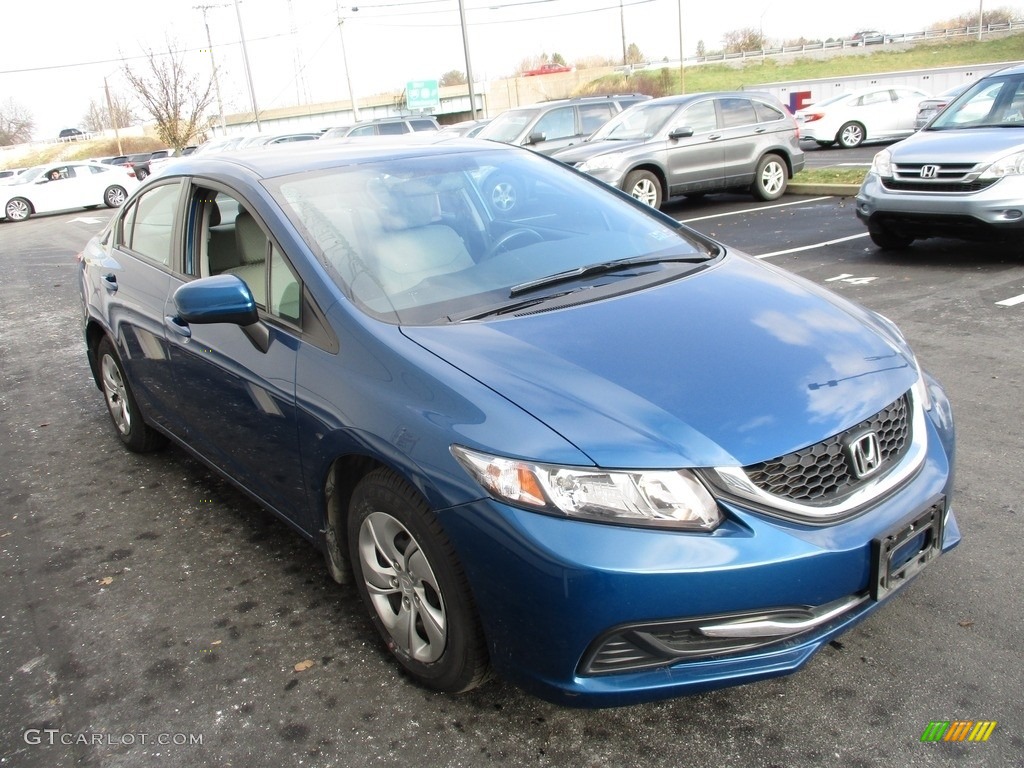 2015 Civic LX Sedan - Dyno Blue Pearl / Gray photo #7