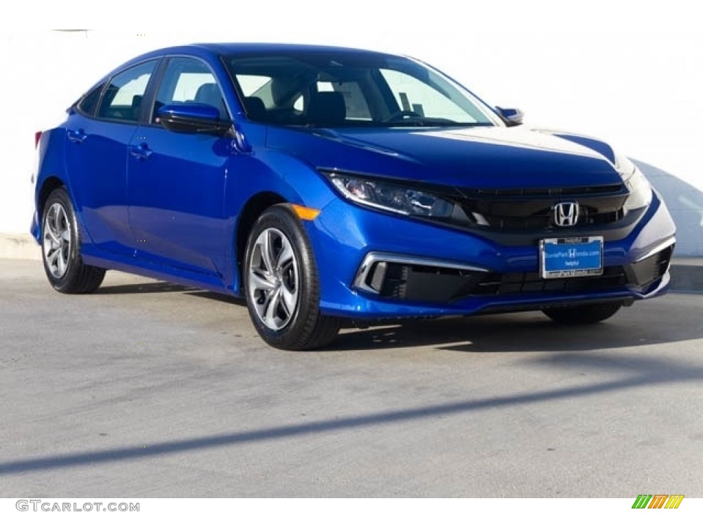 2019 Civic LX Sedan - Agean Blue Metallic / Black photo #1