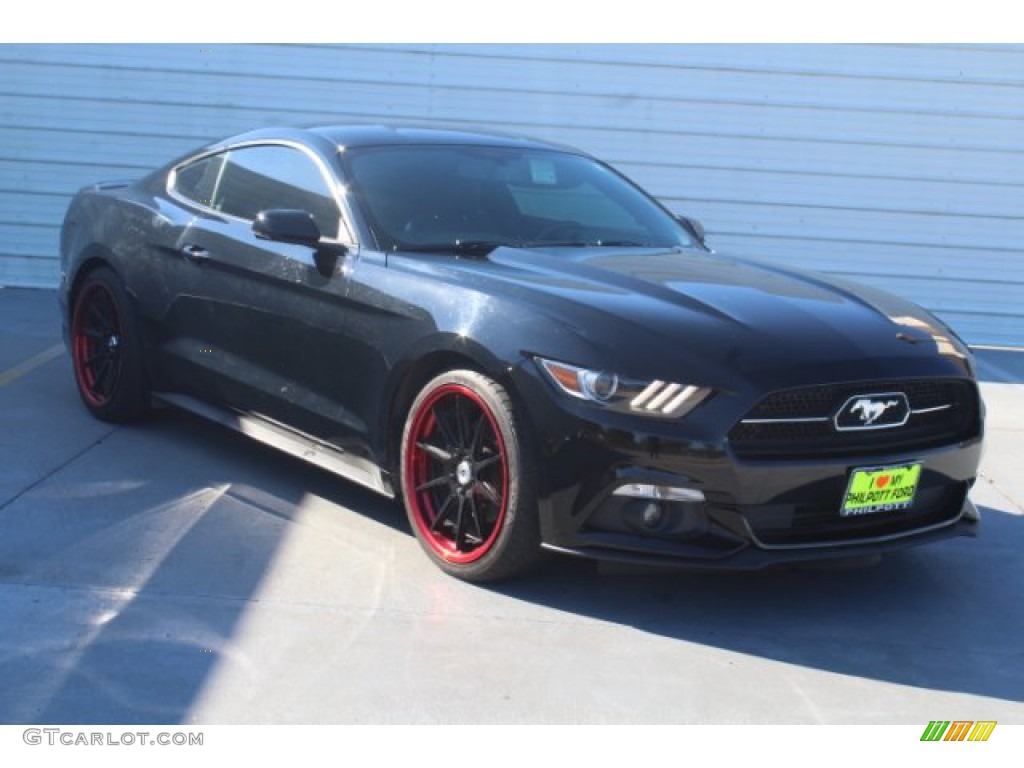 2015 Mustang EcoBoost Coupe - Black / 50 Years Raven Black photo #2