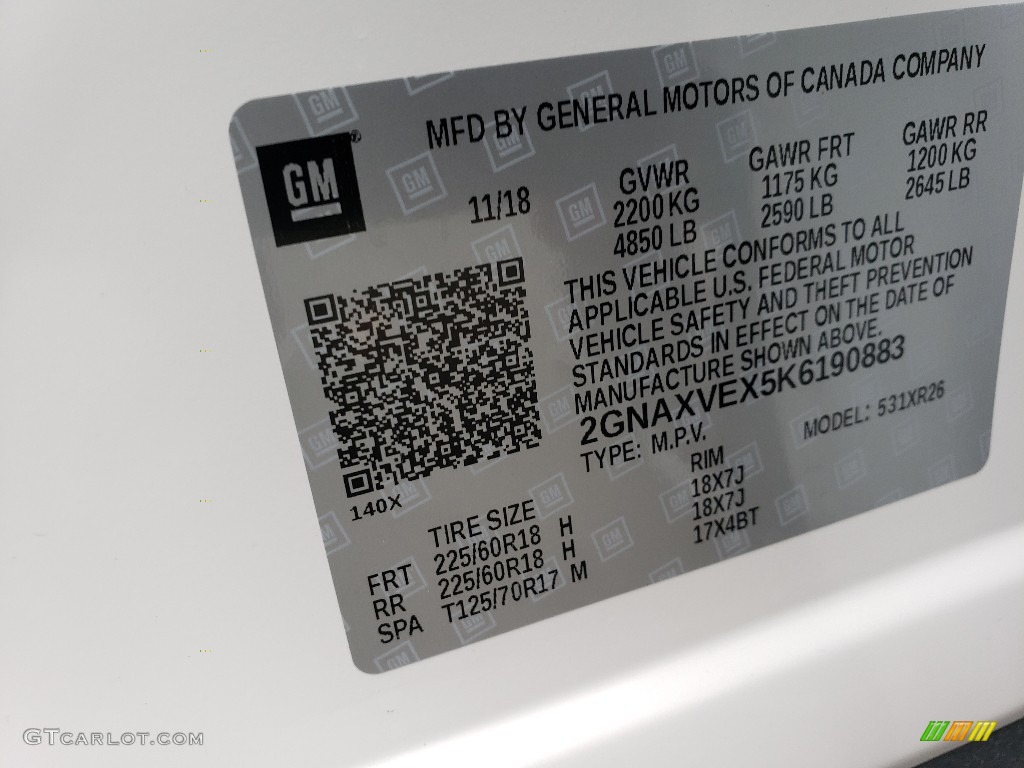 2019 Equinox LT AWD - Summit White / Jet Black photo #9