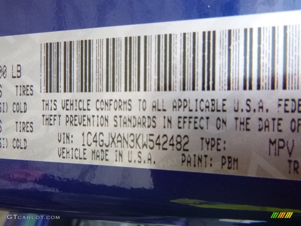 2019 Wrangler Color Code PBM for Ocean Blue Metallic Photo #130961838
