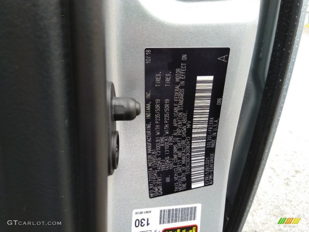 2019 Sienna Color Code 1J9 for Celestial Silver Metallic Photo #130966572