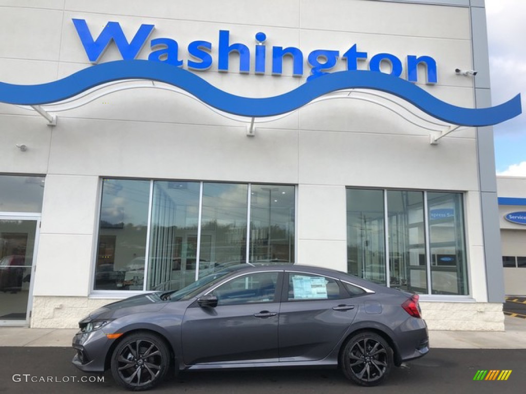 2019 Civic Sport Sedan - Modern Steel Metallic / Black photo #1