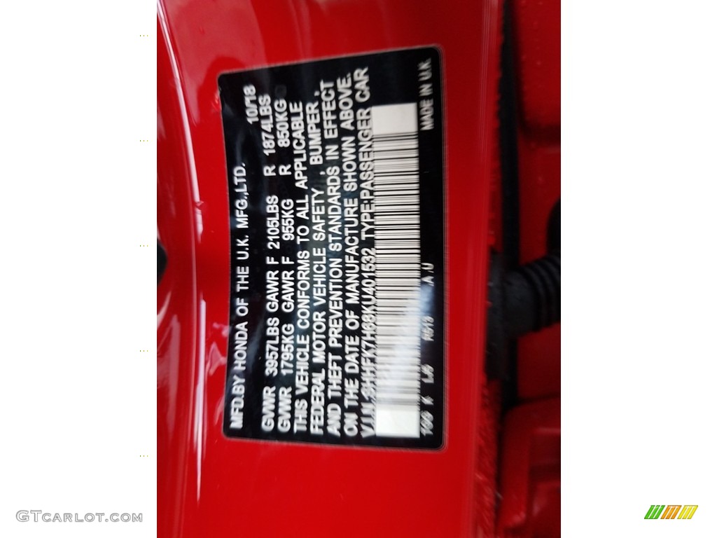 2019 Civic EX Hatchback - Rallye Red / Black photo #12