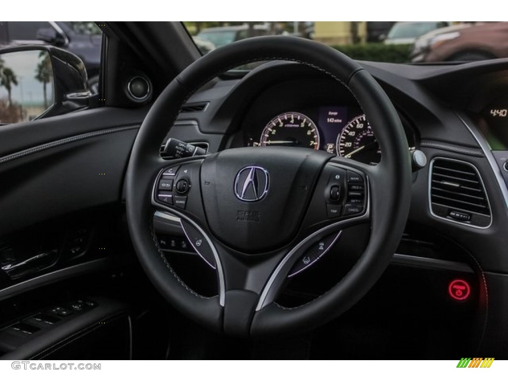 2019 Acura RLX Sport Hybrid SH-AWD Ebony Steering Wheel Photo #131007584
