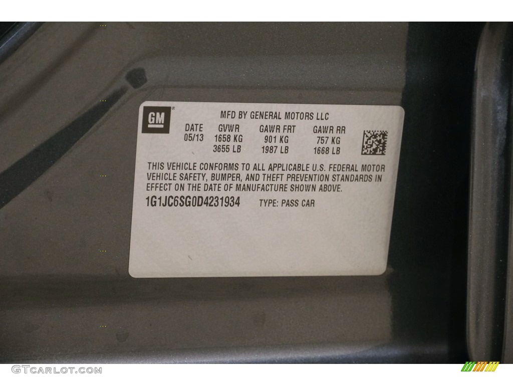 2013 Sonic LT Hatch - Cyber Gray Metallic / Jet Black/Dark Titanium photo #17