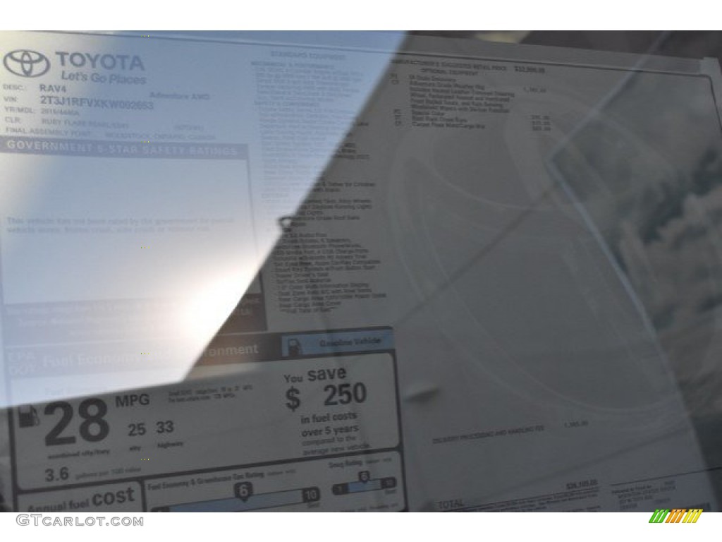 2019 Toyota RAV4 Adventure AWD Window Sticker Photo #131022288