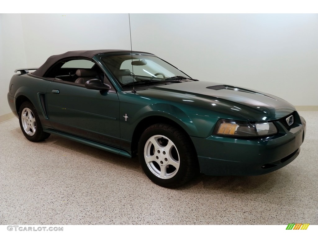2002 Mustang V6 Convertible - Tropic Green Metallic / Medium Graphite photo #2