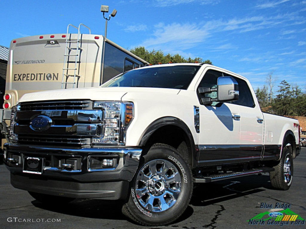 2019 F350 Super Duty Lariat Crew Cab 4x4 - White Platinum / Camel photo #1
