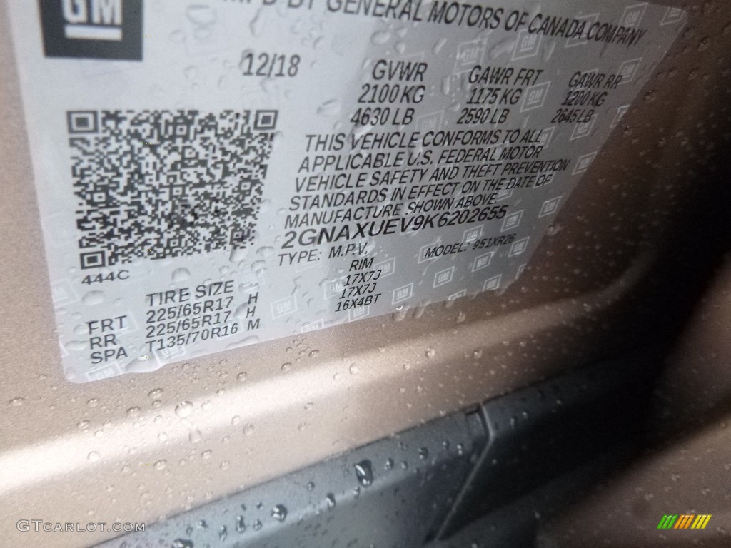 2019 Equinox LT AWD - Sandy Ridge Metallic / Jet Black photo #15