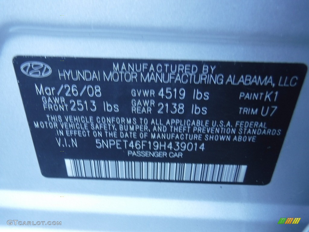2009 Sonata GLS V6 - Bright Silver / Gray photo #26